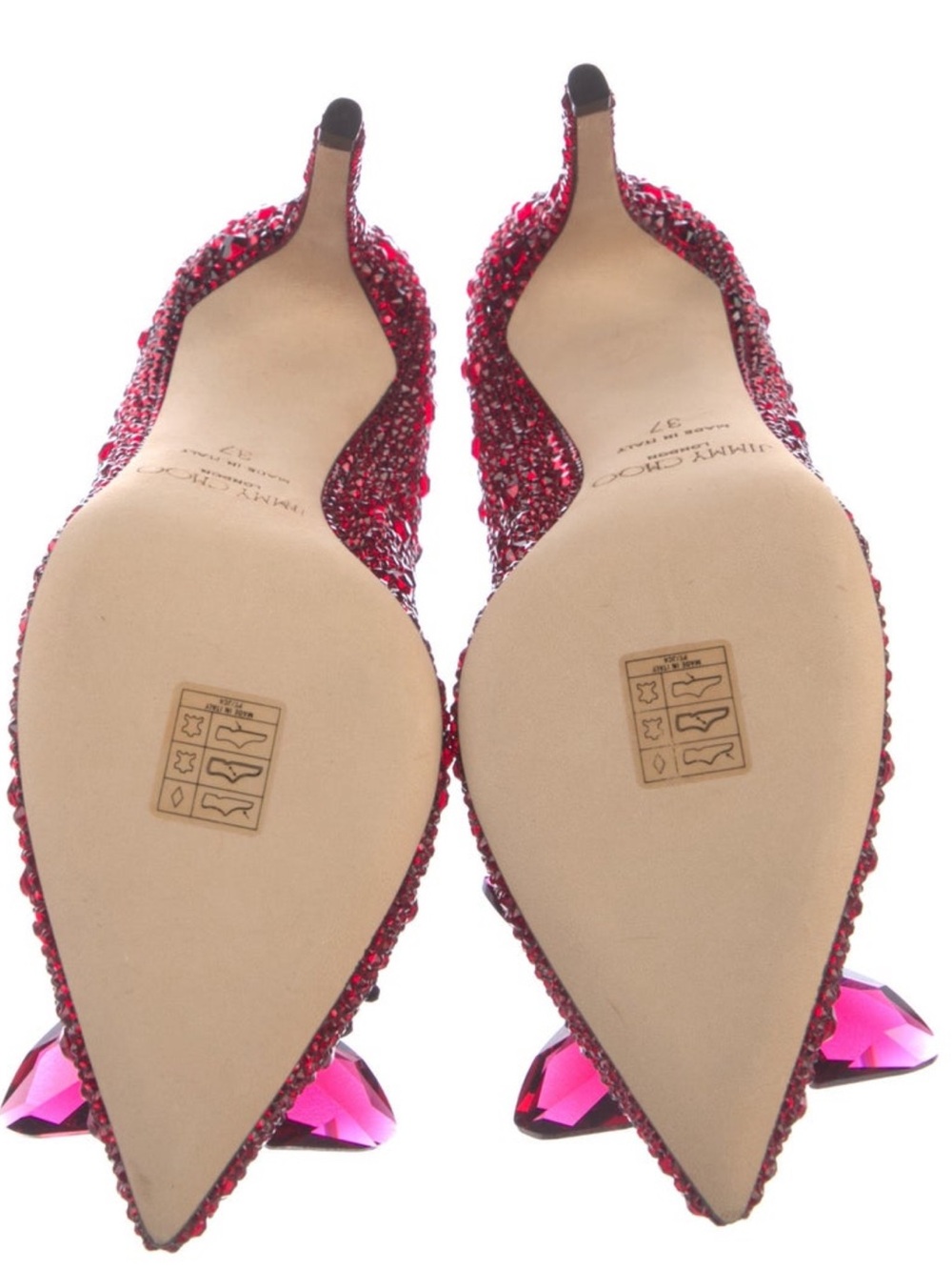 Jimmy Choo Red Crystal Cinderella Heels - Picture 3 of 9